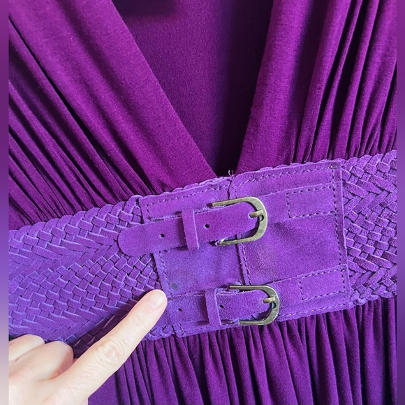 New Beautiful Sky plum Purple Blouse with Belted Waist - Picture 8 of 8